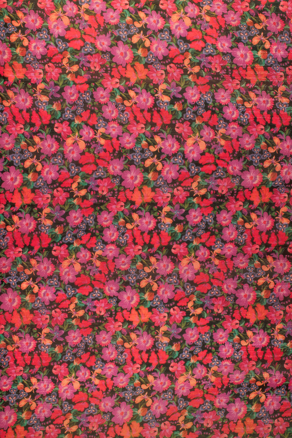 Printed Spanish Polyester Textured Chiffon (Metallic Thread) - Vermillion Fields