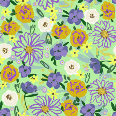 Printed Spanish Ecovero Viscose Crepe - Doodles Green