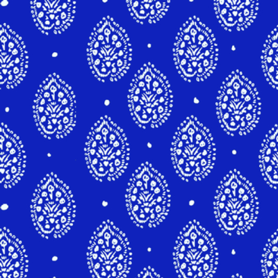 Printed Spanish Organic Cotton Voile - Geo Royal Blue