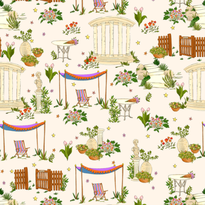 Printed Spanish Polyester Crinkle Chiffon - Santorini