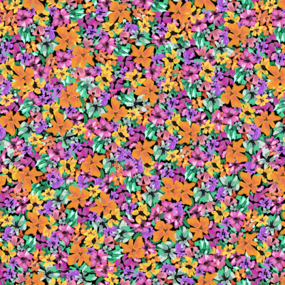 Printed Spanish Organic Cotton Sateen Twill - Flower Bud Bush