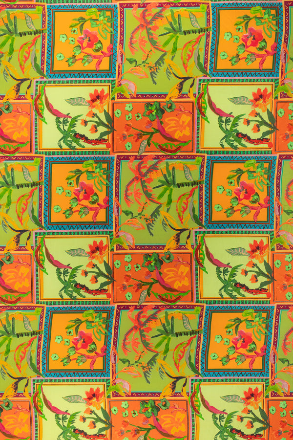 Printed Spanish Viscose Challis - Foliage Frames