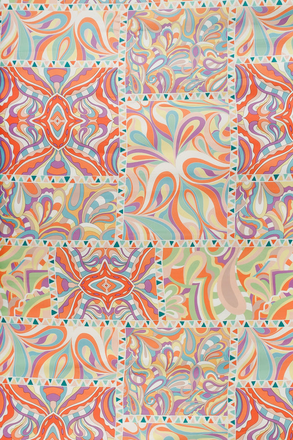 Printed Spanish Polyester Satin Charmeuse - Technicolour Swirls