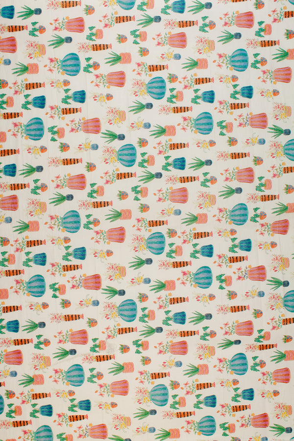 Printed Spanish Organic Cotton Voile - Horticulture