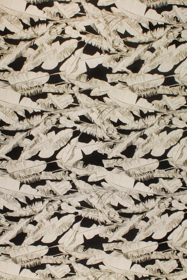 Printed Spanish Viscose Challis - Leafy Ink