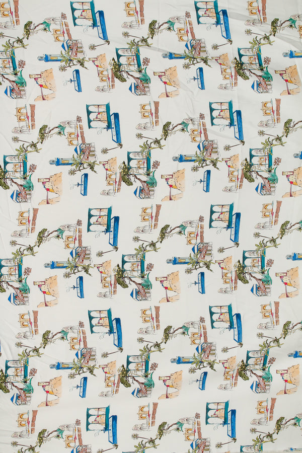 Printed Spanish Polyester Satin Charmeuse - Cascading Waters