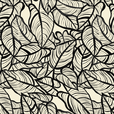 Printed Spanish Viscose Challis - Leafy Beige