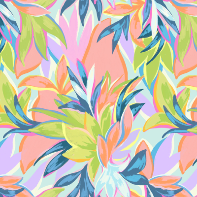 Printed Spanish Viscose Challis - Spring Leaves