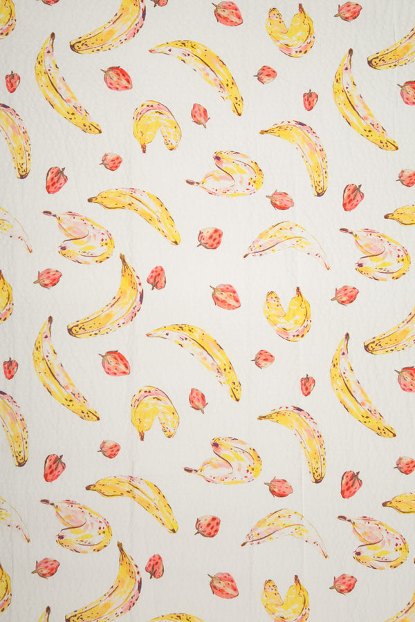 Printed Cotton Viscose - Banana Split White