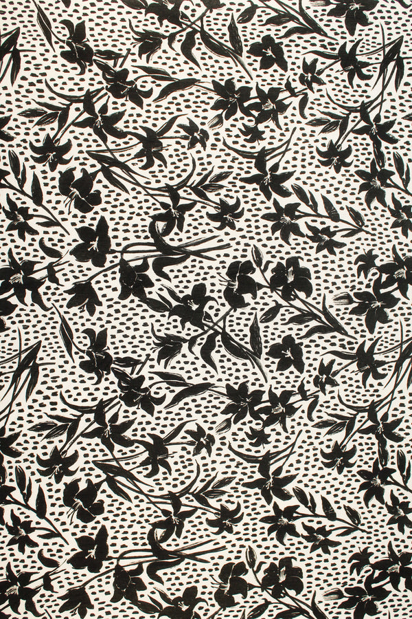 Printed Spanish Organic Cotton Crinkle - Ink Floral