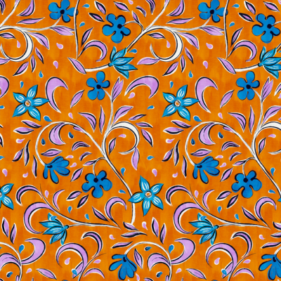 Printed Textured  Cotton Viscose - Florence Orange