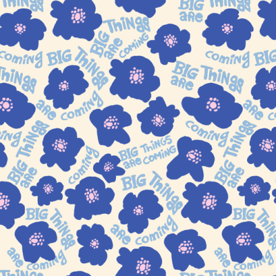 Printed Poly Smooth Satin - Big Things Blue