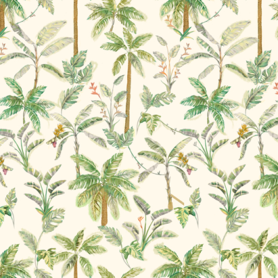Printed Ecovero Viscose - Palm Stickers Beige