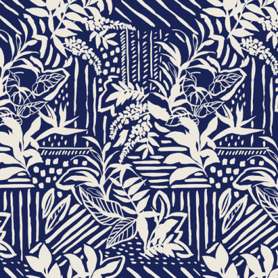 Printed Cotton - Navy Tropics