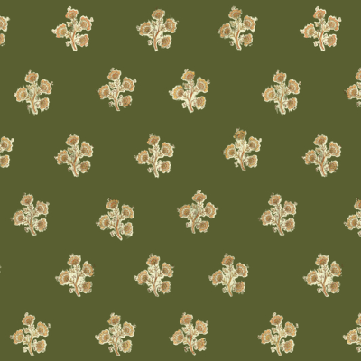 Printed Ecovero Viscose Linen - Small Bouquet olive