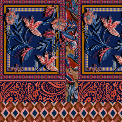 Printed Ecovero Viscose - Copper and Paisley