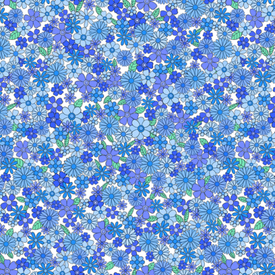Printed Organic Cotton Voile - Blossoms Blue