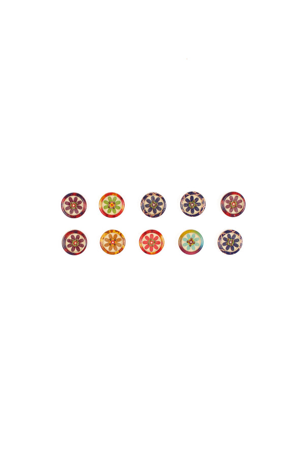 Wooden Buttons Pack - Rainbow Flower