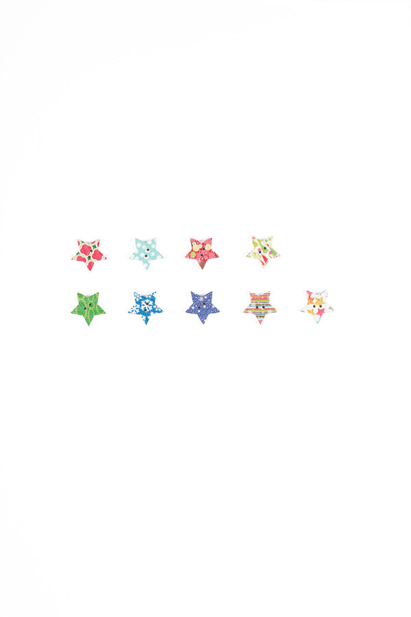 Wooden Buttons Pack - Christmas Stars