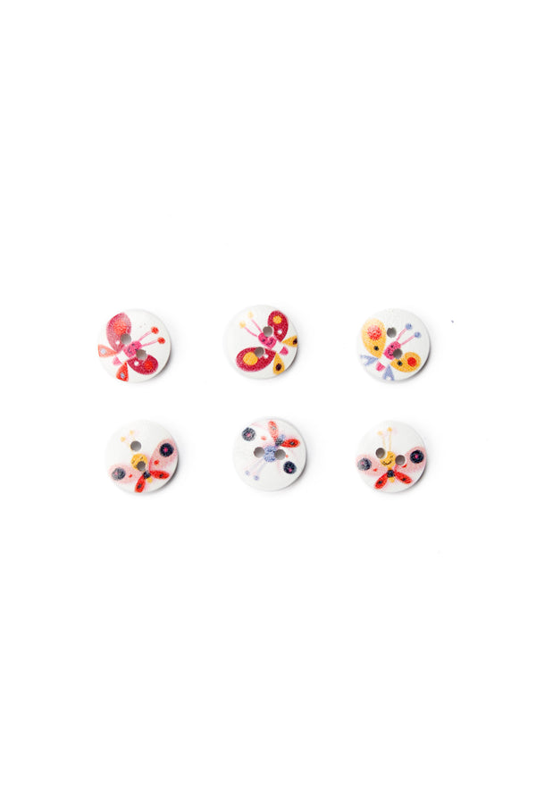 Wooden Buttons Pack - Printed Butterfly