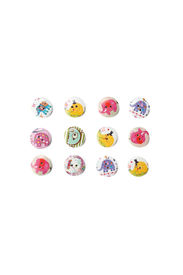 Wooden Buttons Pack - Elephants Medium