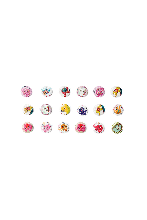 Wooden Buttons Pack - Elephants Small