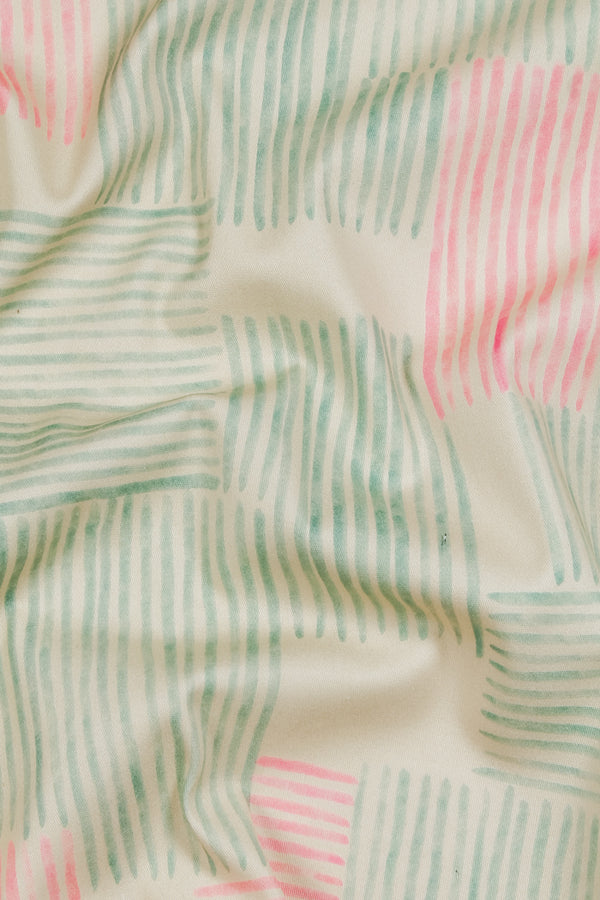 Printed Cotton Sateen - Bubblegum Strip