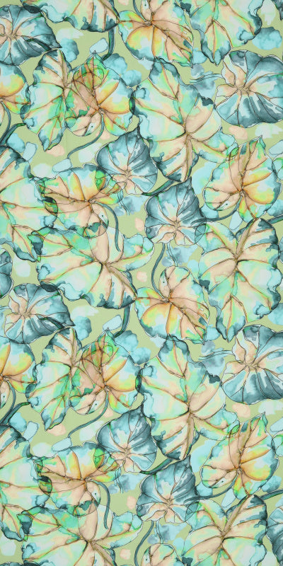 Printed Viscose - Water Lily Blue