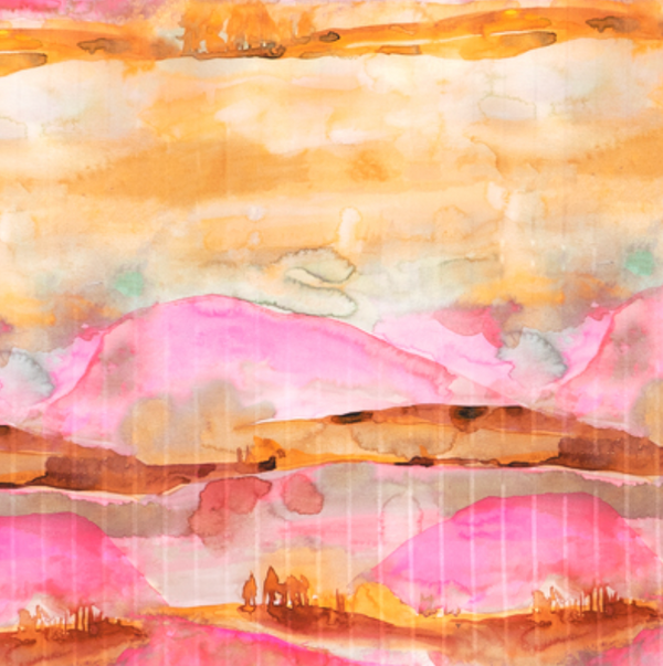 Printed Ecovero Viscose - Golden Hour Hillscape